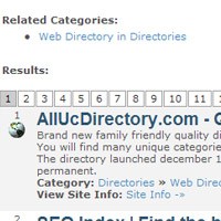 Search showing categories